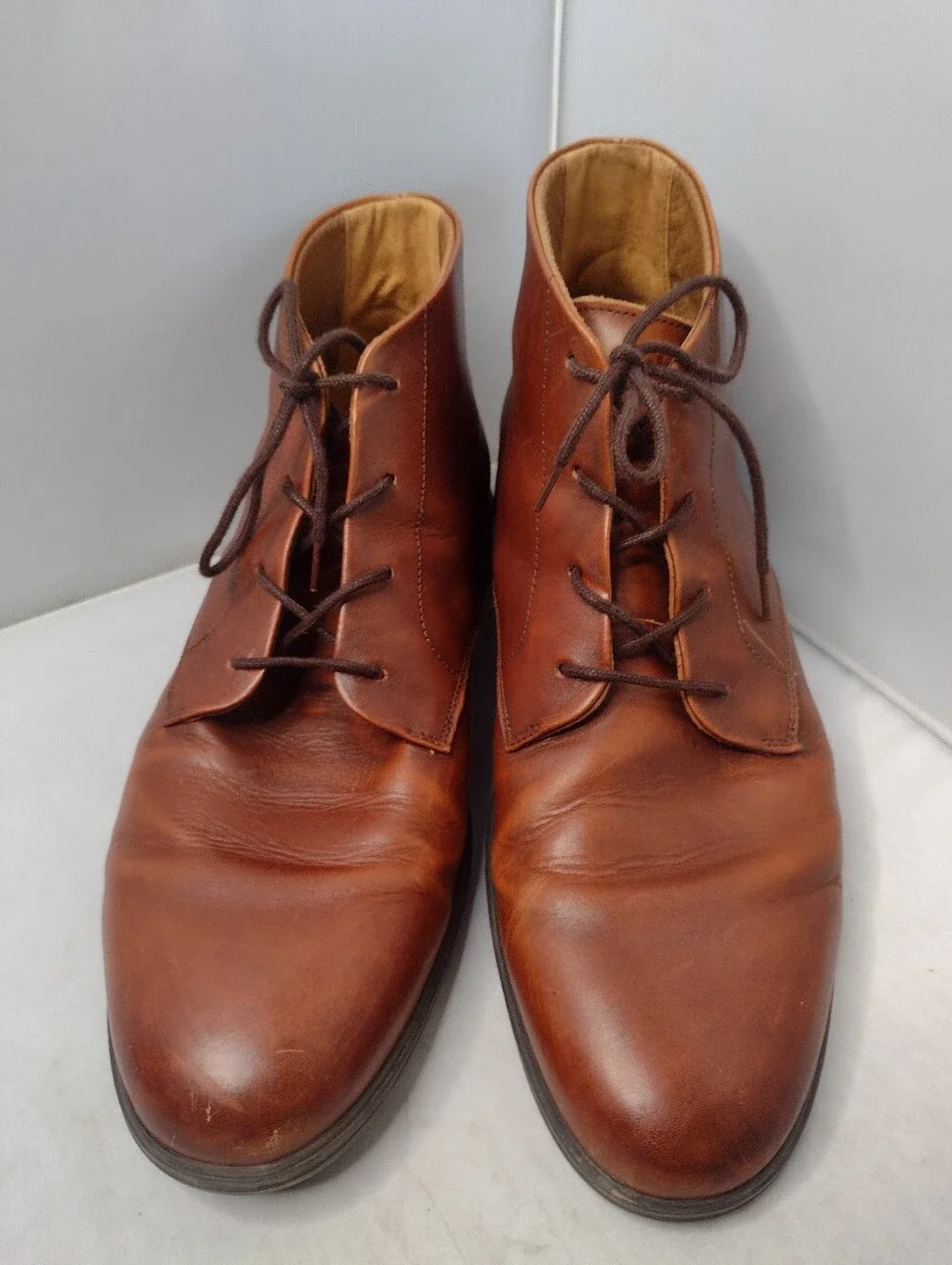 Amberjack Chelsea Brown Leather Chukka  Boots 12 Brown Chestnut Lace